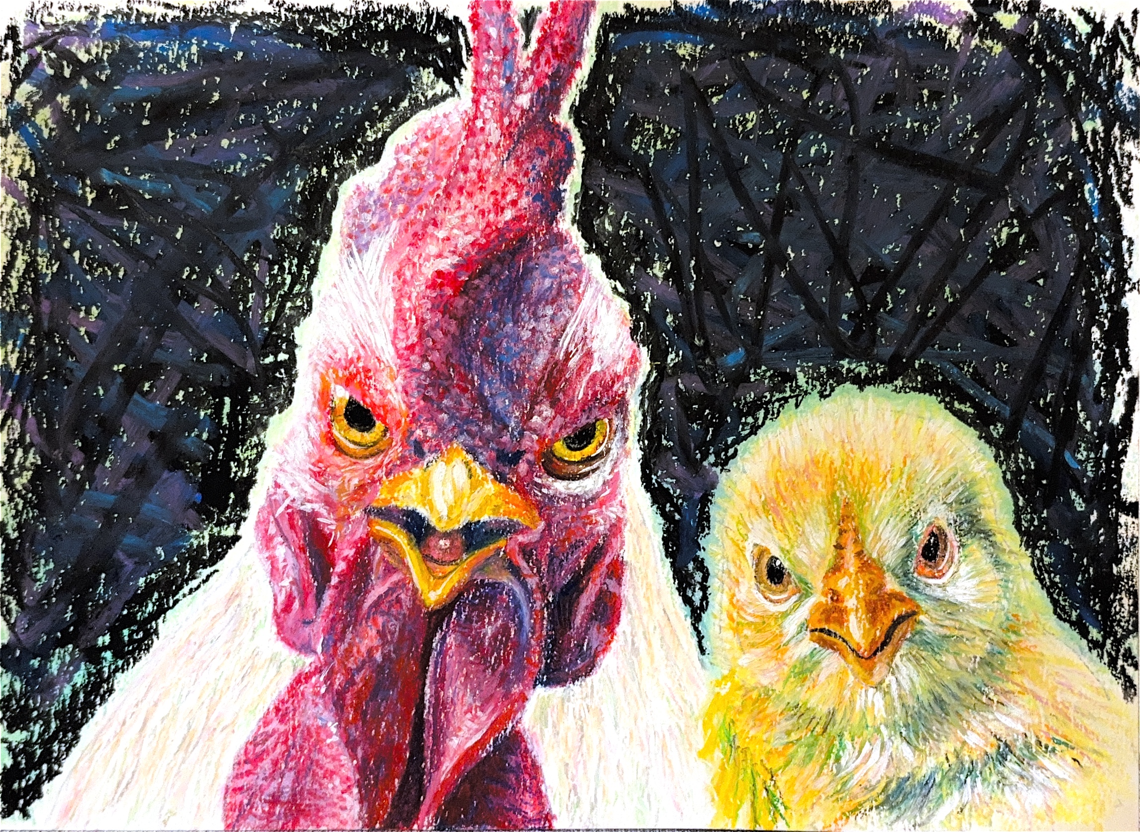 にわとりヒヨコ｜100点のアートクレヨン画展
