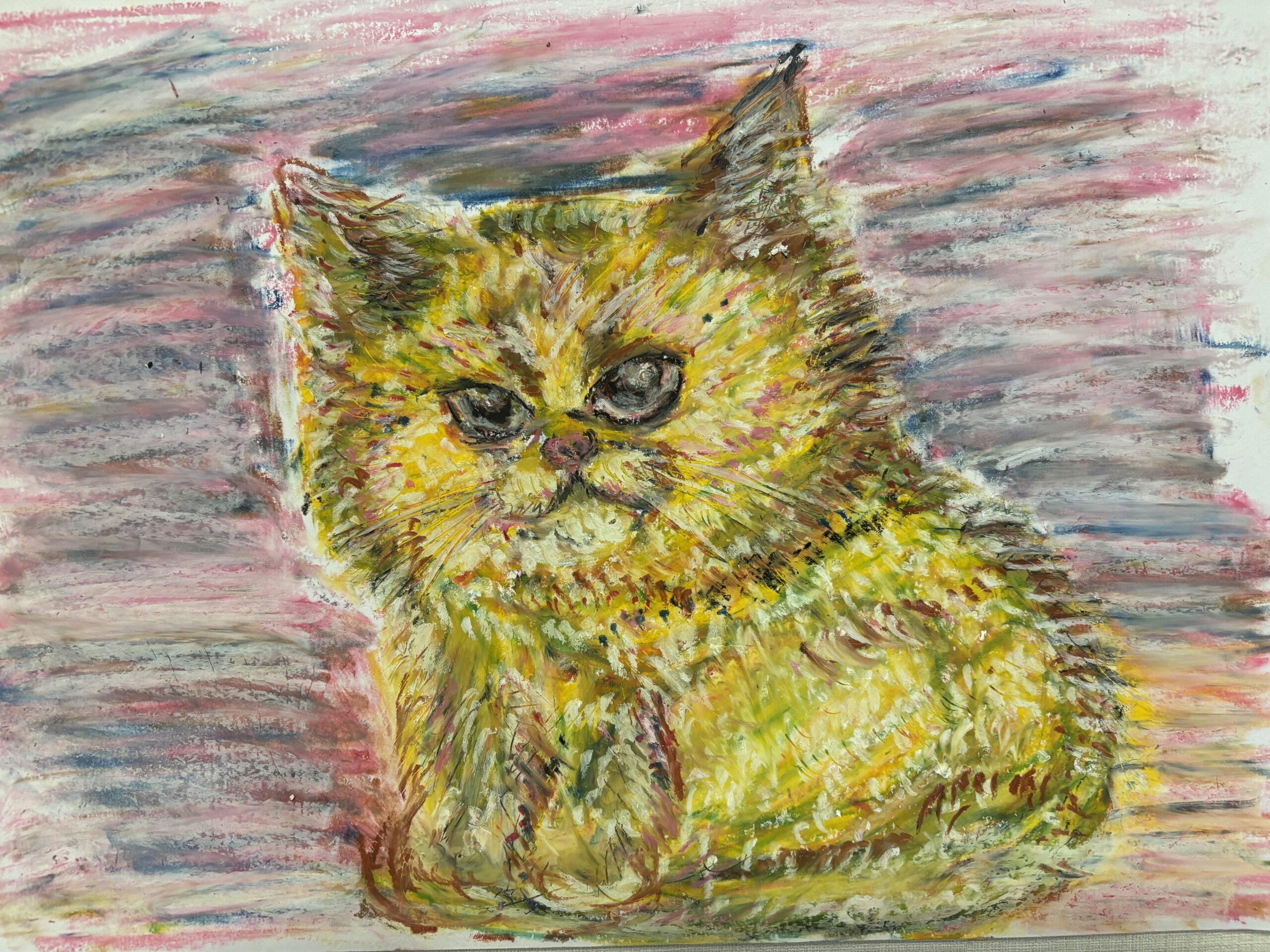 光をまとったねこ｜100点のアートクレヨン画展