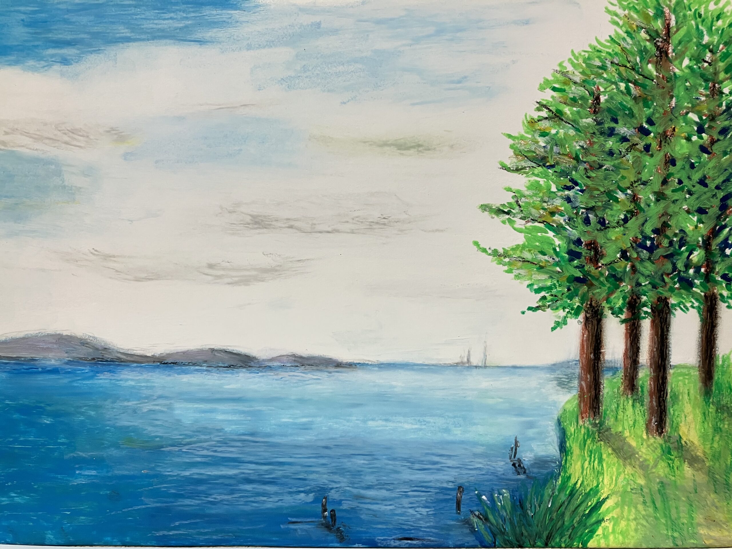 W. P. PING 油彩画 水辺の風景 水辺の風景｜100点のアートクレヨン画展