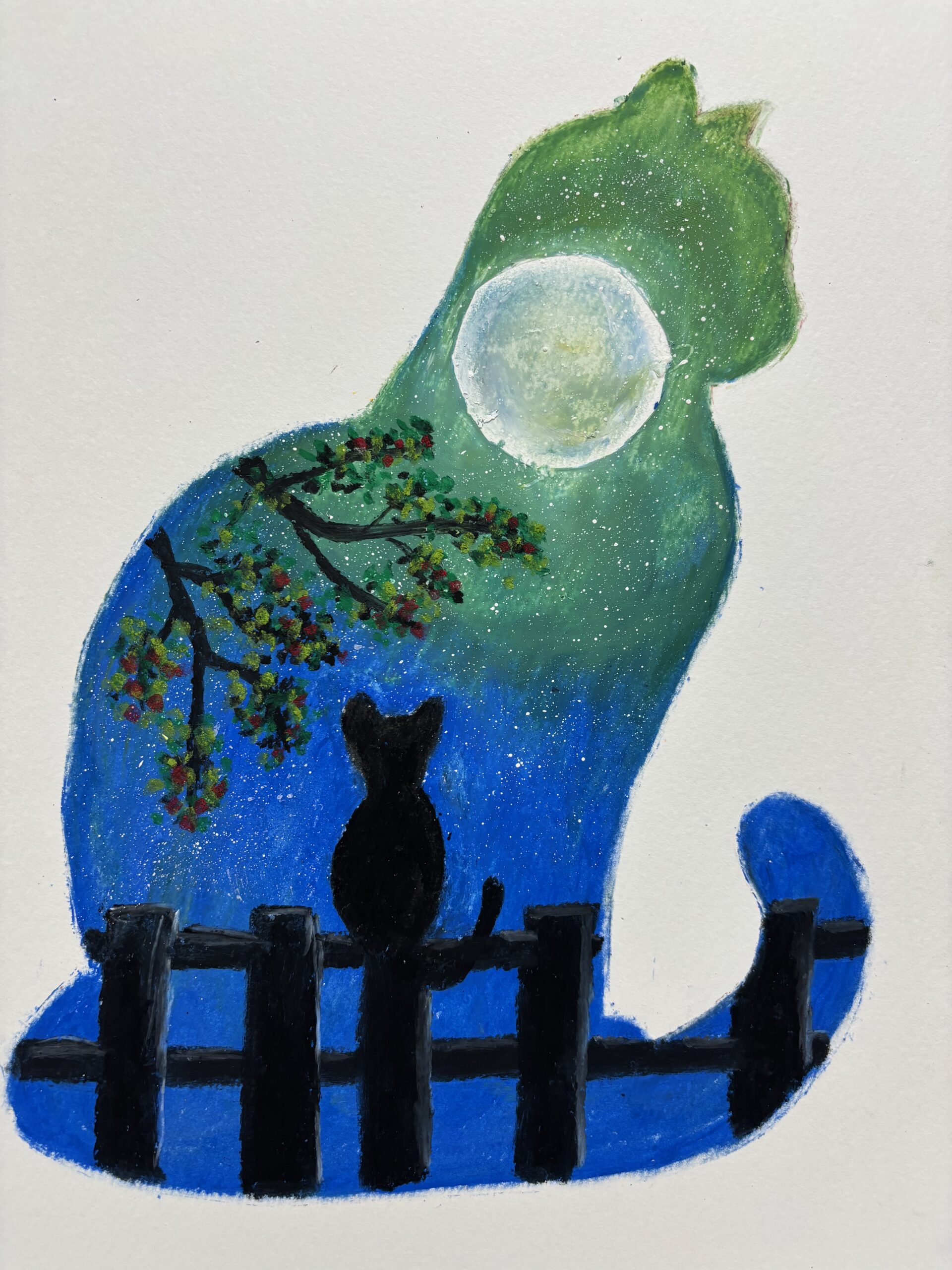 月見猫｜100点のアートクレヨン画展