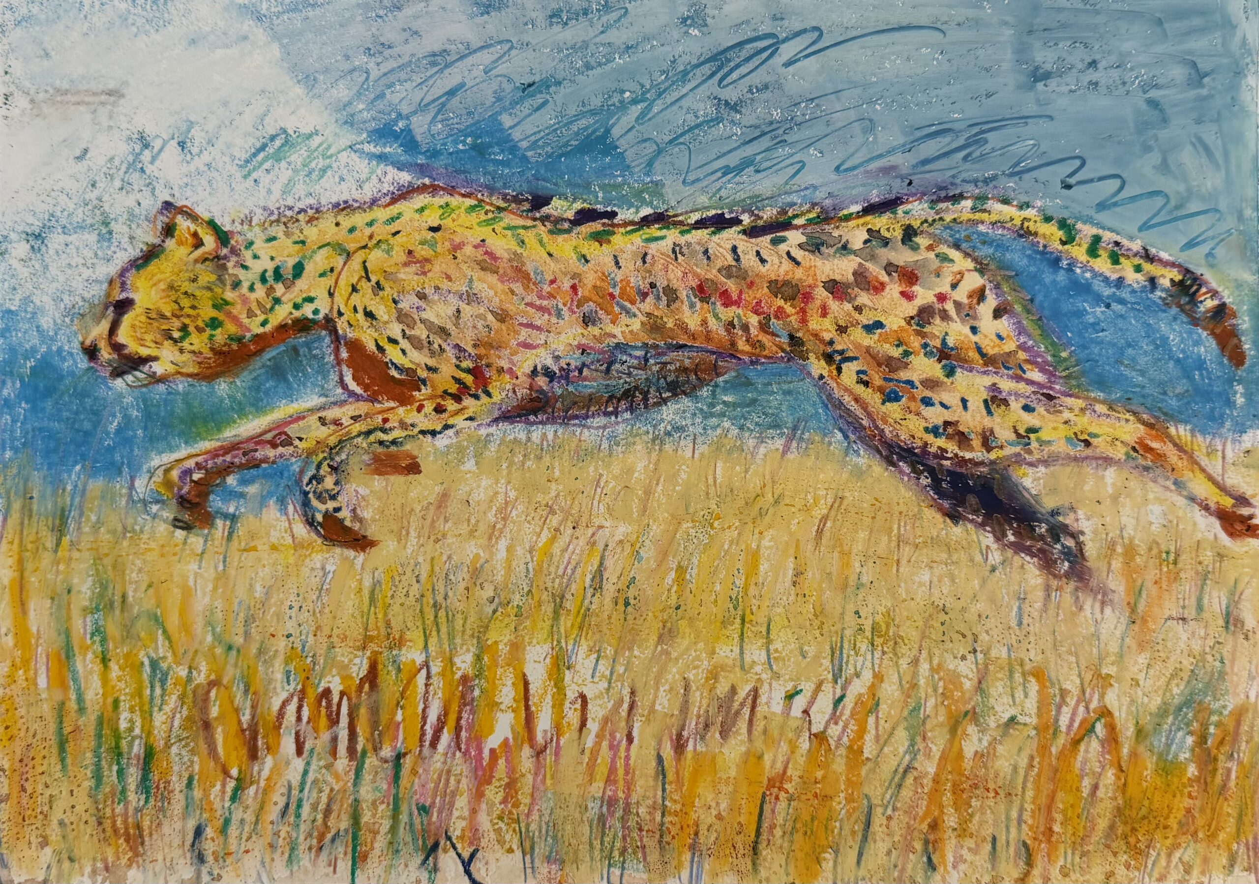 チーターのリアリズム絵画 Cheetah｜100点のアートクレヨン画展