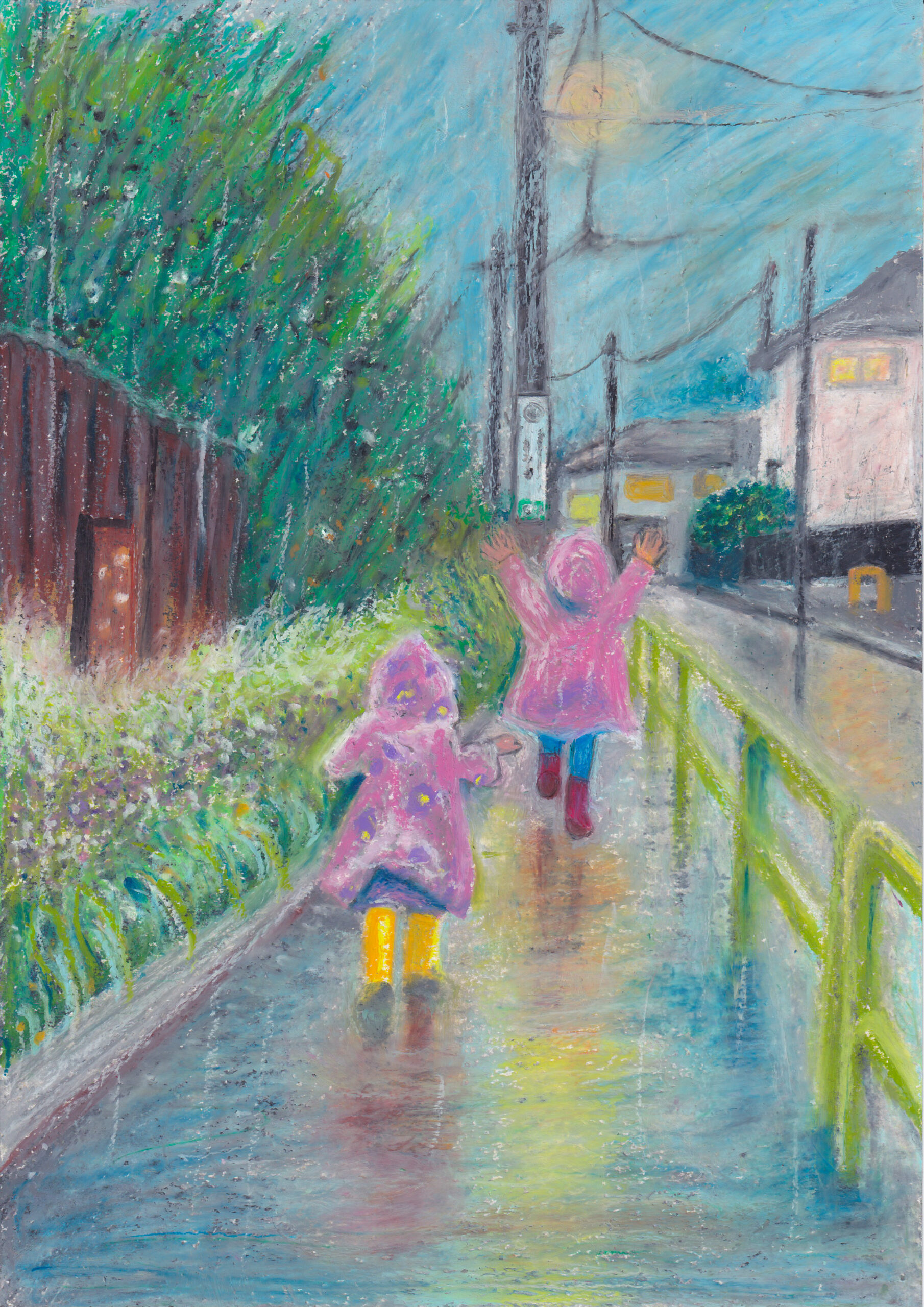 雨の日の保育園｜100点のアートクレヨン画展