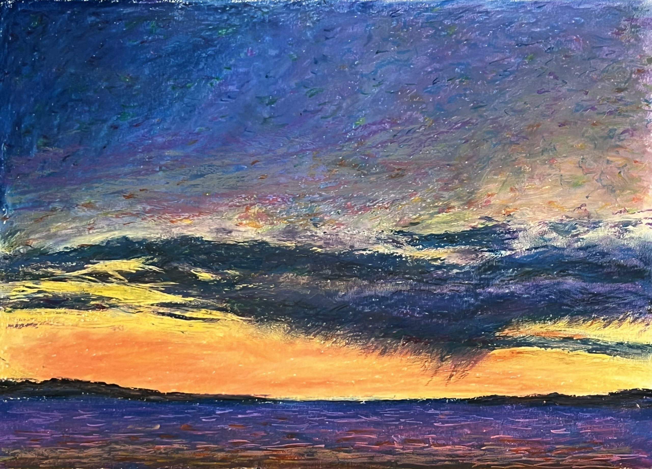 夕闇と雨のあわい｜100点のアートクレヨン画展
