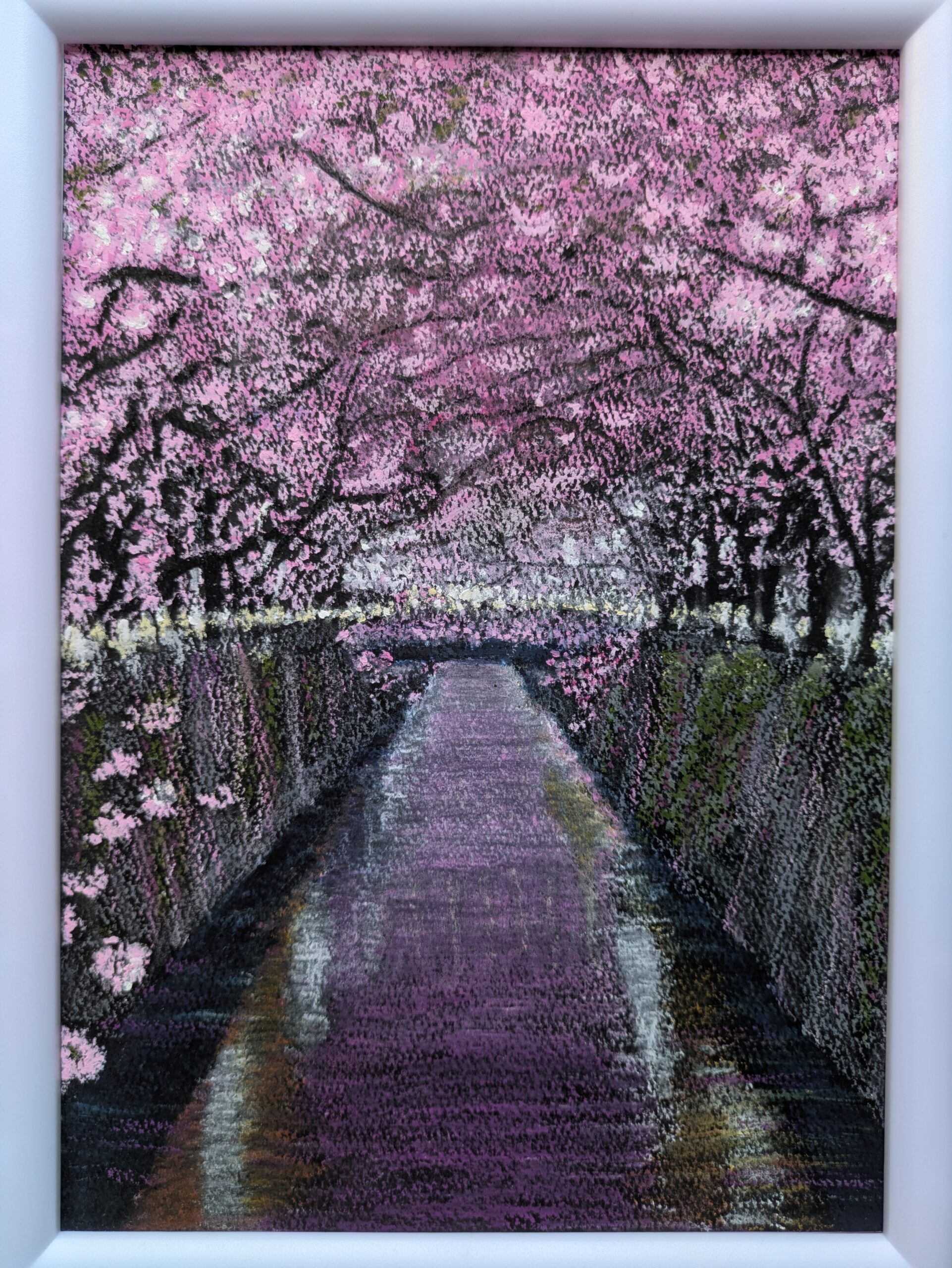 真夜中のあの桜並木｜100点のアートクレヨン画展