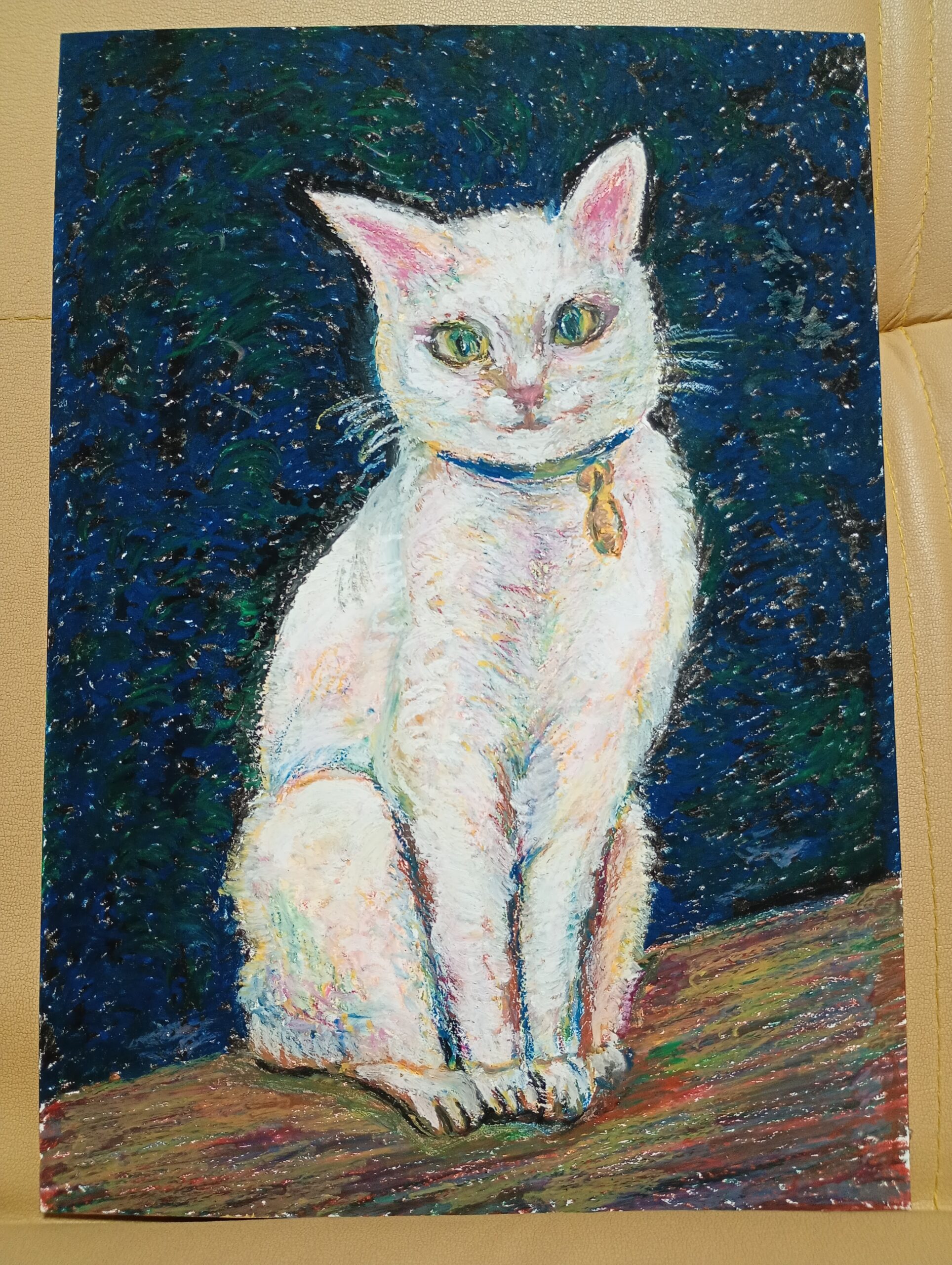 りょうちゃん様予約 絵画「白馬と小鳥ブレーメン」「猫の背中にレトロフューチャー」 福ちゃん｜100点のアートクレヨン画展
