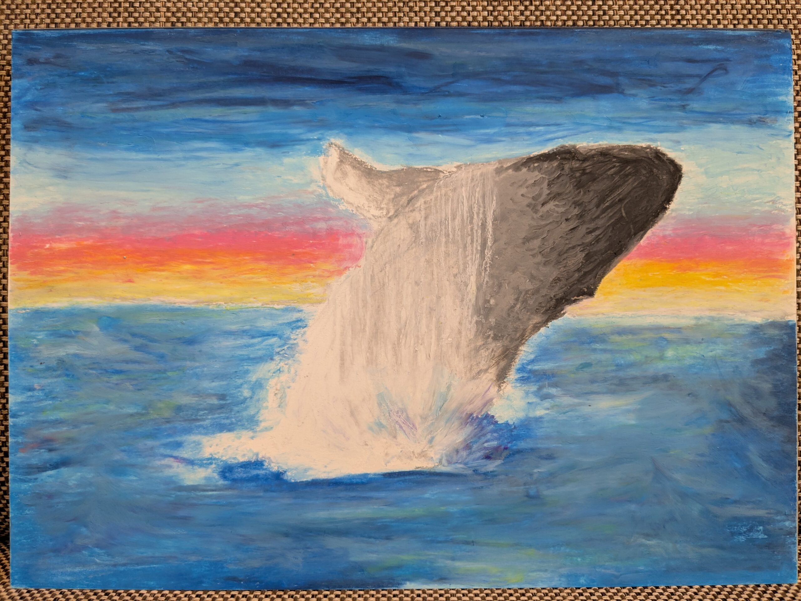 水しぶきとクジラ｜100点のアートクレヨン画展