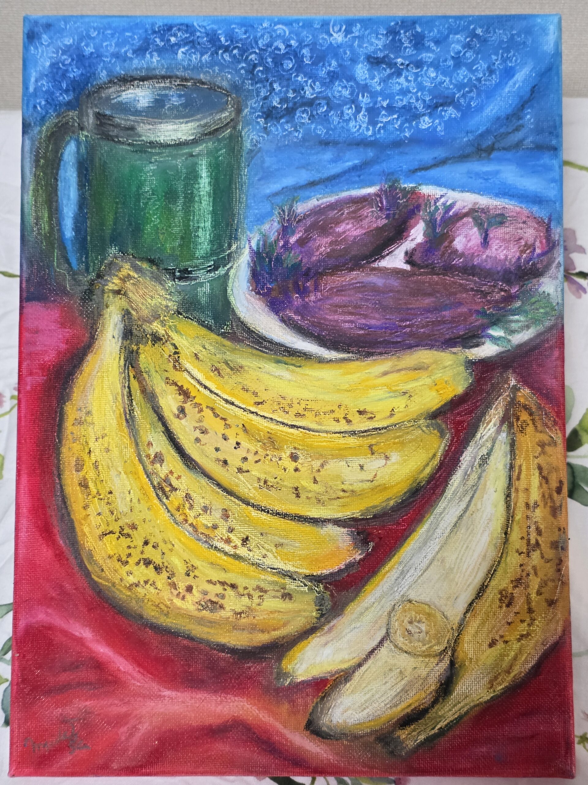 静物画（バナナ）｜100点のアートクレヨン画展