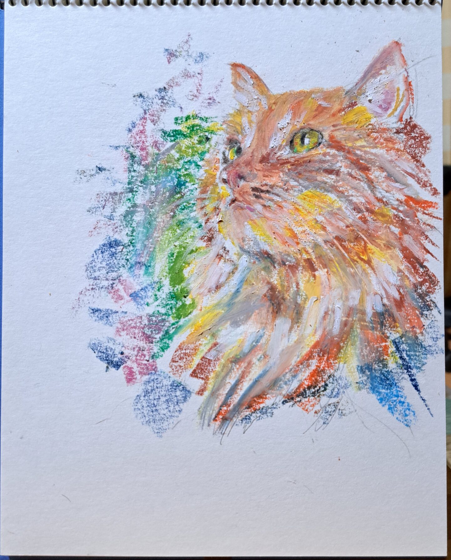 空を見上げる猫｜100点のアートクレヨン画展