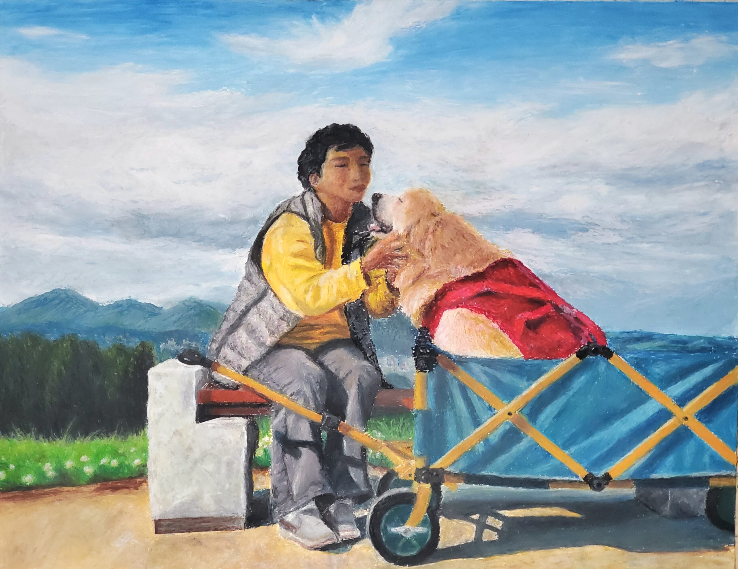 晩春の丘で｜100点のアートクレヨン画展