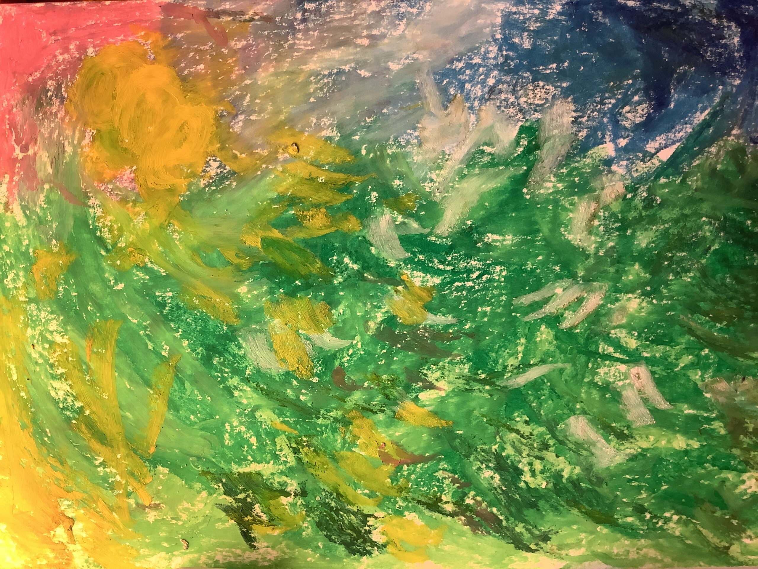 早朝の森のなかで｜100点のアートクレヨン画展
